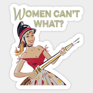 Female Firefighter Funny 1950s Vintage Sticker